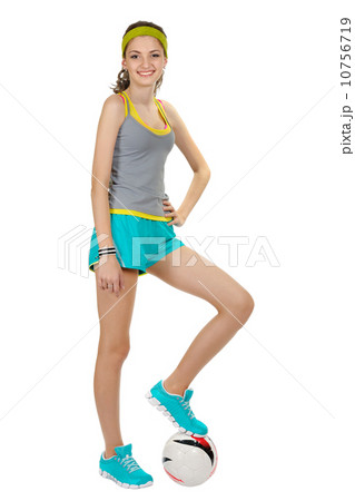 Sports girl in shorts and a t-shirt. 10756719