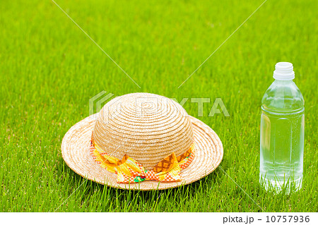 麦藁帽子とペットボトル 10757936