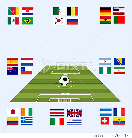 Flags for soccer championship 2014. Groups A to H. 8 groups Flags for soccer championship 2014. Groups A to H. 8 groups 10760418