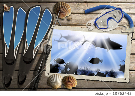 Spearfishing Photo Frame with Sea Abyss Spearfishing Photo Frame with Sea Abyss 10762442