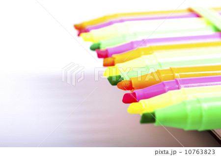 Group of felt tip bright color markers on white background Group of felt tip bright color markers on white background 10763823