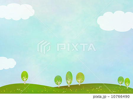 野原と白樺のイラスト素材