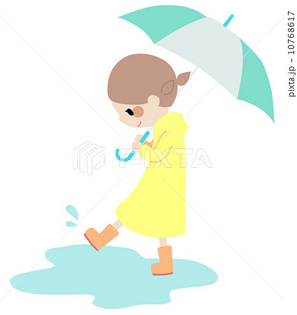 傘をさした雨合羽の女の子のイラスト素材 10768617 Pixta