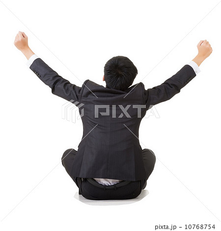 Rear view of Asian businessman sit and feel freedom Rear view of Asian businessman sit and feel freedom 10768754