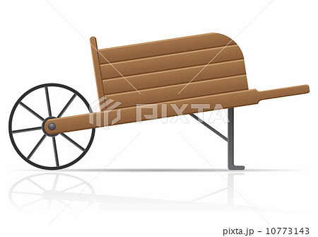 wooden old retro garden wheelbarrow vector illustration 10773143