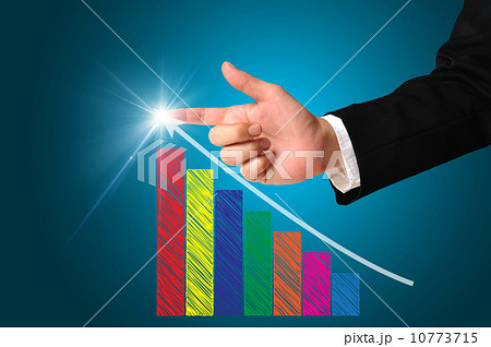 business man writing over achievement bar chart 10773715
