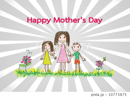 Happy mothers day card with family cartoons in illustration 10773875