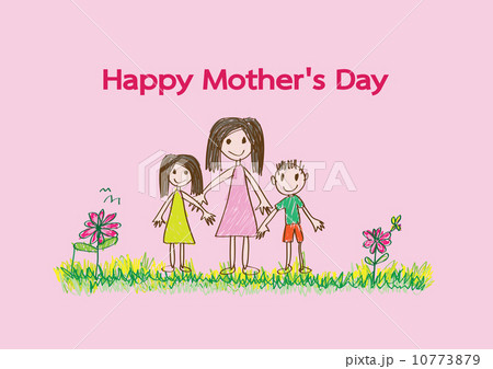 Happy mothers day card with family cartoons in illustration 10773879