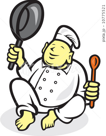 Fat Buddha Chef Cook Sitting Cartoon Fat Buddha Chef Cook Sitting Cartoon 10775521