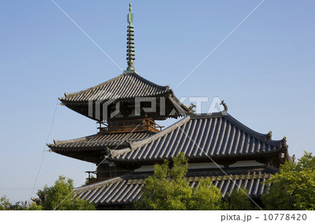 法起寺の三重塔と講堂 10778420