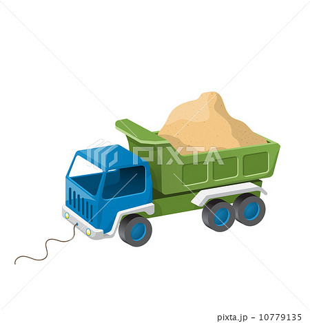 Colorful dump truck toy with sand. Vector illustration 10779135