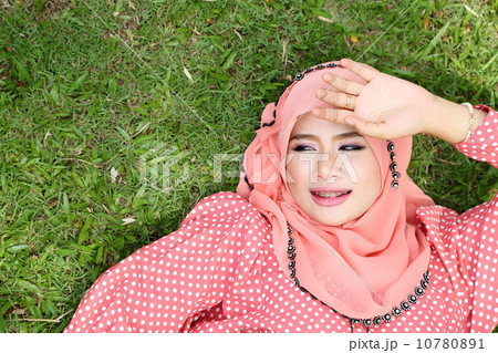 Lovely muslim girl lying 10780891