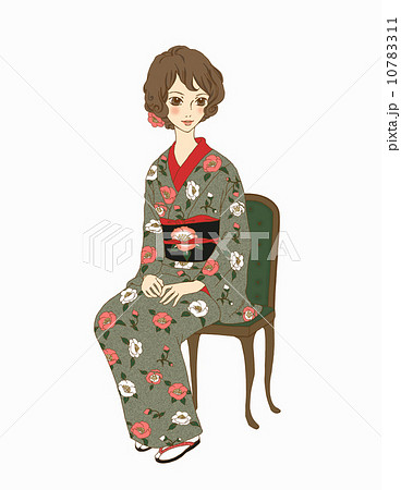 和服女性のイラスト素材