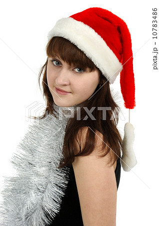 Girl with red hat, isolated 10783486