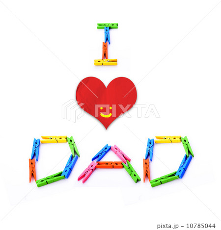 I love Dad message by colourful wooden clothes pins on a white b I love Dad message by colourful wooden clothes pins on a white b 10785044