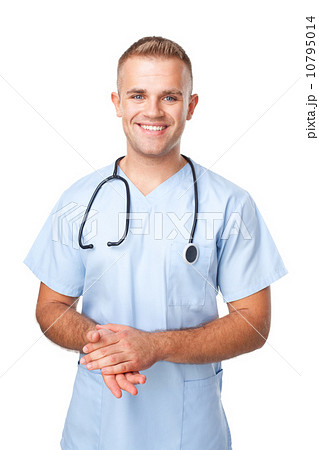 Portrait of smiling young male nurse 10795014