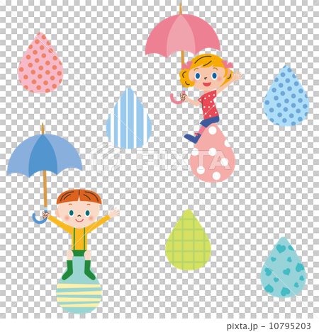 有雨和傘的孩子 10795203