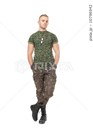 Full length portrait of young army soldier Full length portrait of young army soldier 10796942
