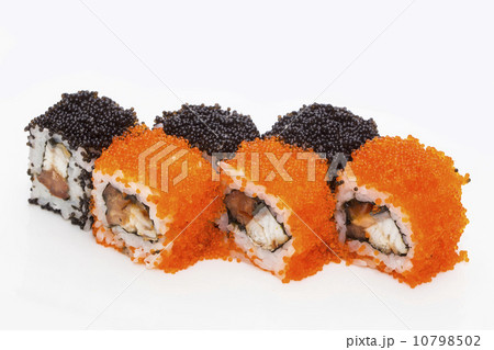 Japanese sushi seafood on a white background Japanese sushi seafood on a white background 10798502