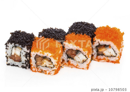 Japanese sushi seafood on a white background Japanese sushi seafood on a white background 10798503