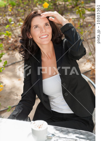 Business woman outdoor cafe 10803361