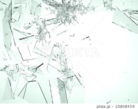 Pieces of demolished or Shattered glass on white 10808459