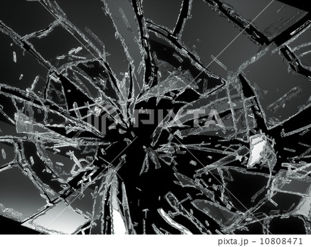 Shattered or demolished pieces of glass 10808471