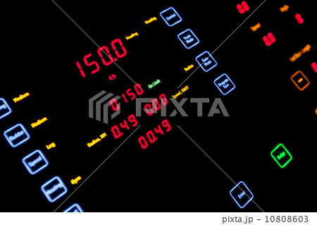 Fragment of illuminated ship control panel in the dark. Selectiv 10808603