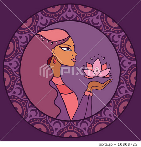 Indian woman with lotus. 10808725