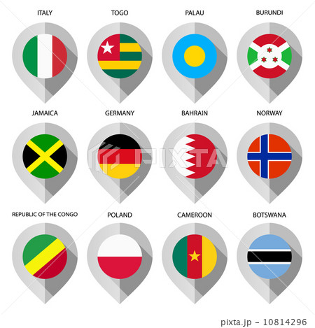 Marker from paper with flag for map - set seventh 10814296