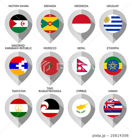 Marker from paper with flag for map - set fifteen 10814306