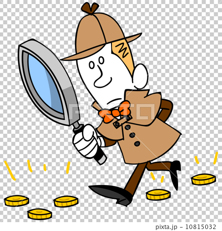 Magnifying Glass And Coin Illustration PNG Images