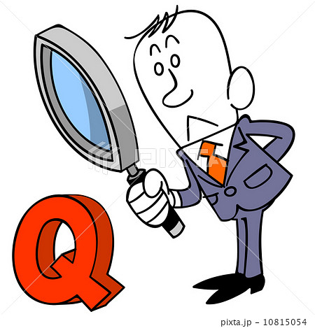ビジネスマンと虫眼鏡と問い  10815054