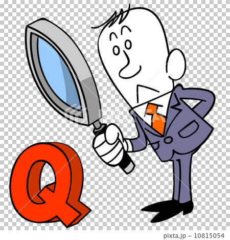 ビジネスマンと虫眼鏡と問い  10815054