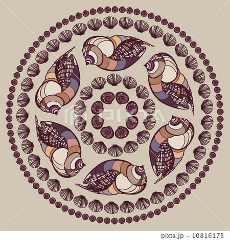 Mandala made of Seashells. Mandala made of Seashells. 10816173
