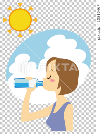 水分補給　ショートヘアのお姉さん 10816467