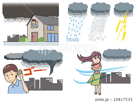 竜巻予兆 4種類のイラスト素材