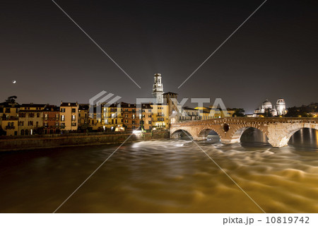 Ponte Pietra by Night - Verona Italy - 1st century B.C. 10819742