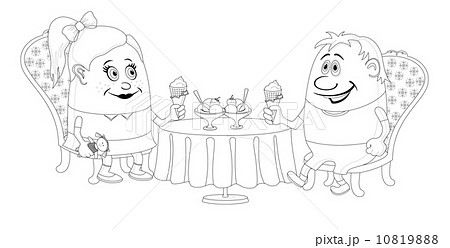Children near table, isolated, contour 10819888