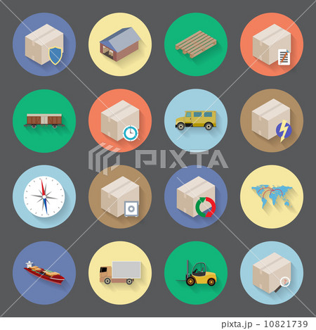 Transportation and delivery flat icons set Transportation and delivery flat icons set 10821739