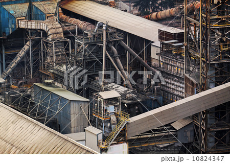 Close-up of industrial pipelines of an oil-refinery plant 10824347