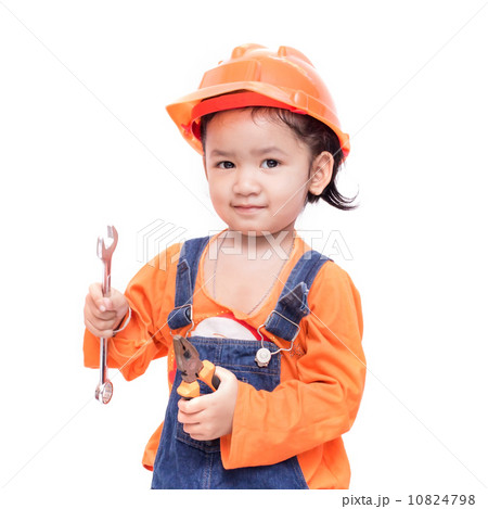 Asian Engineer baby with tools in hand 10824798