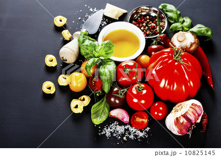 Italian ingredients - pasta, vegetables, spices, cheese Italian ingredients - pasta, vegetables, spices, cheese 10825145