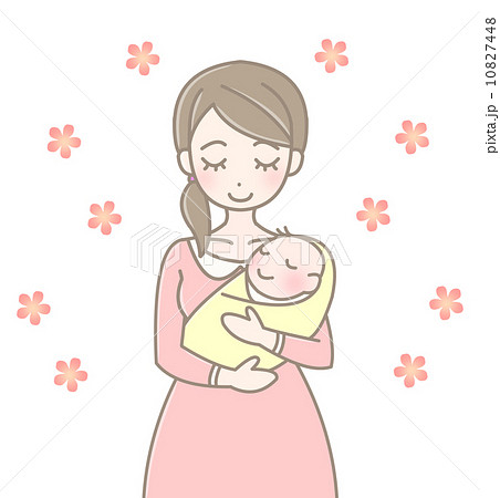 赤ちゃんを抱っこする女性のイラスト素材