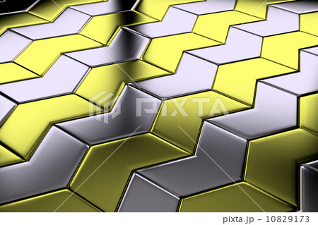 Diagonal view of steel with gold arrow blocks flooring 10829173