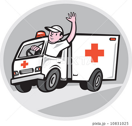 Ambulance Emergency Vehicle Driver Waving Cartoon - Stock Illustration  [10831025] - PIXTA