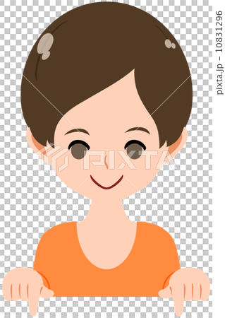 少年 指さし 下のイラスト素材