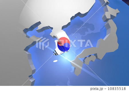 South Korea on Earth Map with Flag Design South Korea on Earth Map with Flag Design 10835518
