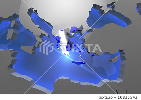 Greece on Earth Map with Flag Design 10835543