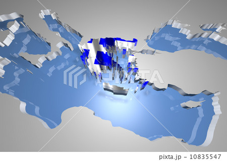 Greece on Earth Map with Flag Design 10835547